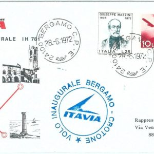 70946 - ITALY - Postal History - FIRST FLIGHT: Bergamo / Crotone  Pelleg. 865 HA