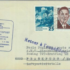 83173 - GERMANY DDR - Postal History - FIRST FLIGHT:  Frankfurt - Stockholm 1964