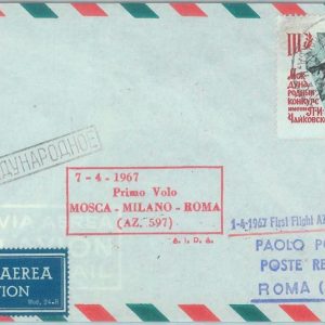 83207 - RUSSIA USSR - Postal History - FIRST FLIGHT: Moscow  Rome # 668 AB 1967