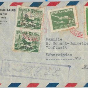 81448 - BOLIVIA - POSTAL HISTORY -   REGISTERED COVER to SWITZERLAND  1956