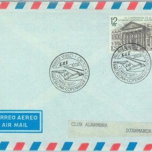 83187 - SPAIN - Postal History - FIRST FLIGHT:  Barcelona   Copenhagen - 1977