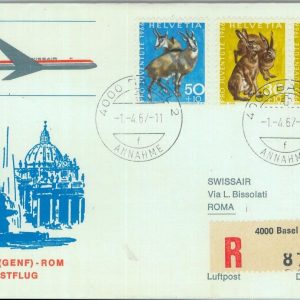 83210 - SWITZERLAND - Postal History - FIRST FLIGHT:  Basel - Rome  # 659 AA