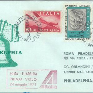 82886 - ITALY  - Postal History - FIRST FLIGHT: Rome  PHILADELPHIA # 802 Af