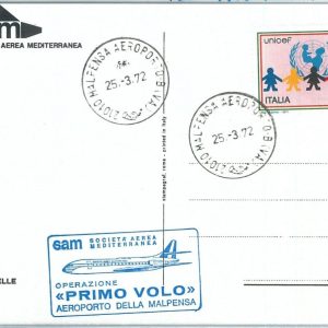 70944 - ITALY - Postal History - FIRST FLIGHT: Caravella - Pellegrini 450  1972