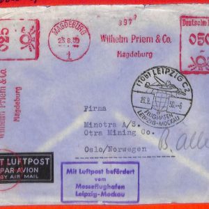 aa3396 - GERMANY  - Postal History - Special Flight COVER: Liepzig - Mockau 1950