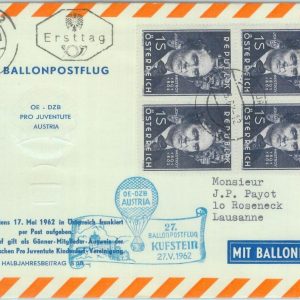 89745 - AUSTRIA - Postal History - SPECIAL FLIGHT COVER - BALLOONS ballon monté