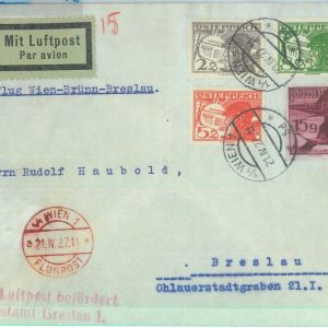 89747 - AUSTRIA - Postal History - FIRST FLIGHT COVER : Wien  BRESLAU  1927