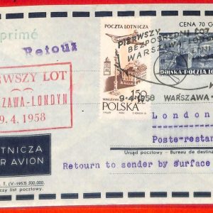 aa3417 - POLONIA - Postal History - FIRST FLIGHT Cover WARSAW - LONDON  1958 LOT