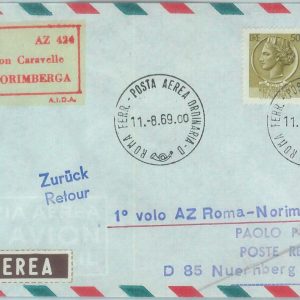82926 - ITALY - Postal History - FIRST FLIGHT:   Rome - Nuremberg 1969