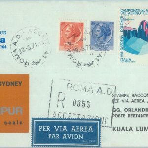 82954 - ITALY - Postal History - FIRST FLIGHT: Rome  KUALA LUMPUR  # 792 AF