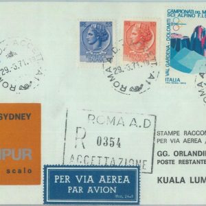 82955 - ITALY - Postal History - FIRST FLIGHT: Rome  KUALA LUMPUR  # 792 AF