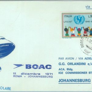 82990 - ITALY - Postal History - FIRST FLIGHT: Rome / Johanesburg  BOAC 1971