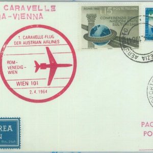 82903 -  ITALY - Postal History - FIRST FLIGHT:  Rome  VIENNA  #  538 Ba  1964