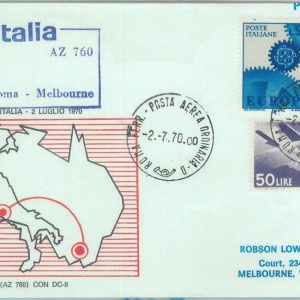 82944 - ITALY - Postal History - FIRST Polar  FLIGHT:  Rome - MELBOURNE 1970
