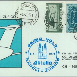 82951 - ITALY - Postal History - FIRST FLIGHT: Napoli     Zurich # 787 AA  1971