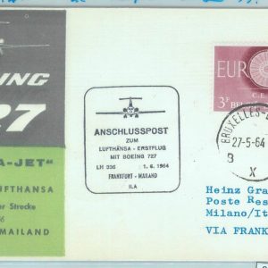 83131 - BELGIUM - Postal History - FIRST FLIGHT: FRANKFURT Milano - Pell# 544 AD