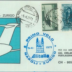 82950 - ITALY - Postal History - FIRST FLIGHT: Napoli     Zurich # 787 AA  1971
