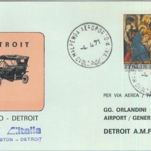 82959 - ITALY - Postal History - FIRST FLIGHT: Milano  DETROIT # 796 BB 1971