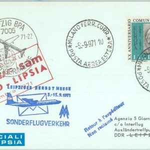 82970 - ITALY  - Postal History - FIRST FLIGHT: Milano  LIEPZIG # 812 AA  1971
