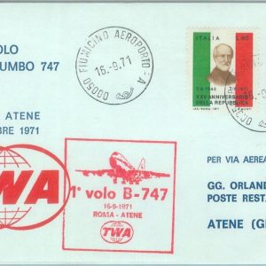 82972 - ITALY  - Postal History - FIRST FLIGHT: Roma  Athens  # 815 BA