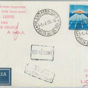 72121 - ITALY - Postal History - FIRST FLIGHT:  Milan - Lyon 1964 AIR FRANCE