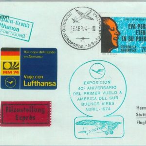 83767 -  ARGENTINA - POSTAL HISTORY - SPECIAL Flight Cover LUFTHANSA 1974