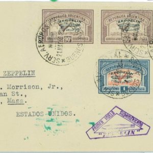 BK1742 - ARGENTINA - POSTAL HISTORY - First ZEPPELIN Flight 1930  # 63 A/B blue