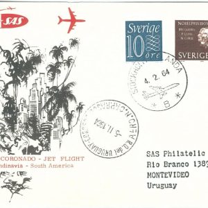 72157 - Postal History - FIRST FLIGHT: SWEDEN to South America via URUGUAY !