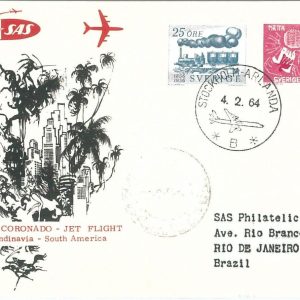 72153 - Postal History - FIRST FLIGHT: SWEDEN to South America via BRAZIL !
