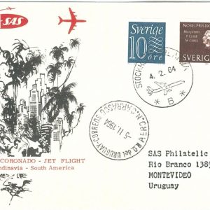 72154 - Postal History - FIRST FLIGHT: SWEDEN to South America via URUGUAY !