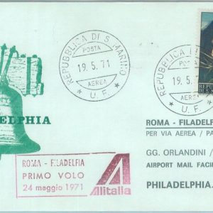 83042 - SAN MARINO - Postal History - FIRST FLIGHT: Rome  PHILADELPHIA # 802 AI