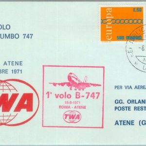 83044 - SAN MARINO - Postal History - FIRST FLIGHT: Rome  ATHENS # 815 BC  1971