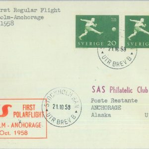 87344 - SWEDEN - Postal History - FIRST Polar  FLIGHT: Stockholm Anchorage 1959