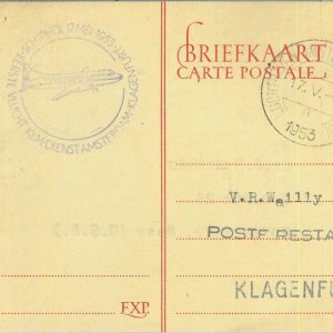 87395 - NETHERLANDS - Postal History - FIRST FLIGHT  Amsterdam - Klagenfurt 1953