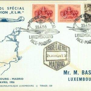 87394 -  Postal History - FIRST FLIGHT cover : LUXEMBOURG /  Madrid  1956
