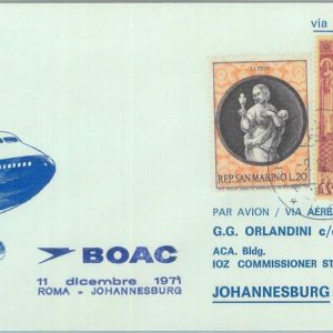83055 - SAN MARINO - Postal History - FIRST FLIGHT Rome  JOHANNESBURG #  826 DE