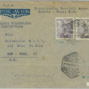 89743 - SPAIN - Postal History - FIRST FLIGHT COVER - Madrid / New York 1946