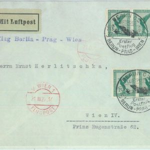89709 - GERMANY - Postal History - FIRST FLIGHT COVER  Berlin - Prag - Wien 1927