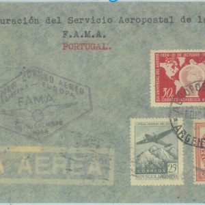 89758 - ARGENTINA - Postal History - FIRST FLIGHT COVER:  FAMA  to PORTUGAL 1946