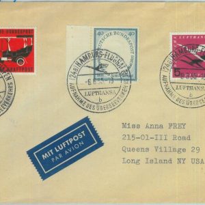 89779 - GERMANY - Postal History - FIRST FLIGHT COVER:  Hamburg /  New York 1955