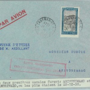 83228 - Madagascar - Postal History - FIRST FLIGHT:  Tananarive - Arivonimamo
