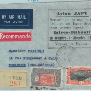 83224 - DJIBOUTI - Postal History - FIRST FLIGHT:  Istres - Djibouti  1937 # 16