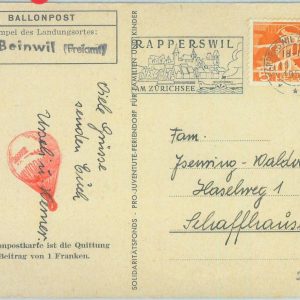 89787 - SWITZERLAND - Postal History - SPECIAL BALLOON FLIGHT  Postcard  1959