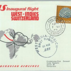 83263 -  BARBADOS  - Postal History - FIRST FLIGHT:  West Indies - Zurig 1969