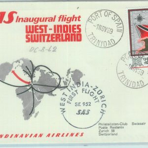 83264 -  TRINIDAD & TOBAGO - Postal History - FIRST FLIGHT:  West Indies - Zurig