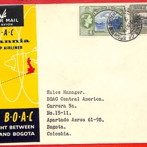 aa3405 - Trinidad Tobago  Postal History - FIRST FLIGHT  BOAC Lond - Bogota 1960