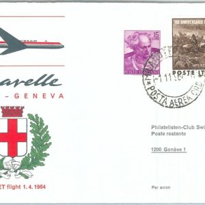 72131- SWITZERLAND - Postal History - FIRST FLIGHT: Milan - GENEVA 1964 Swissair