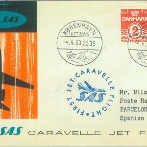 87404 - DENMARK - Postal History - FIRST FLIGHT: Copenhagen - Barcelona 1960 SAS