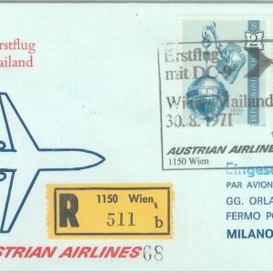 83107 - AUSTRIA - Postal History - FIRST FLIGHT: Wien  Milan #  807 AA  1971