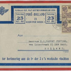 93729 - DUTCH INDIES - POSTAL HISTORY - FIRST Flight COVER  Muller  # 106 1937